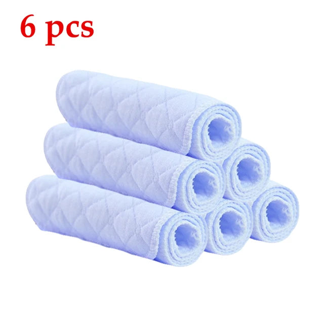 6/8/10 Pcs Baby Nappies Reusable Baby Infant Newborn Cloth Diaper Nappy Liners Insert 3 Layers Cotton Hot Sale