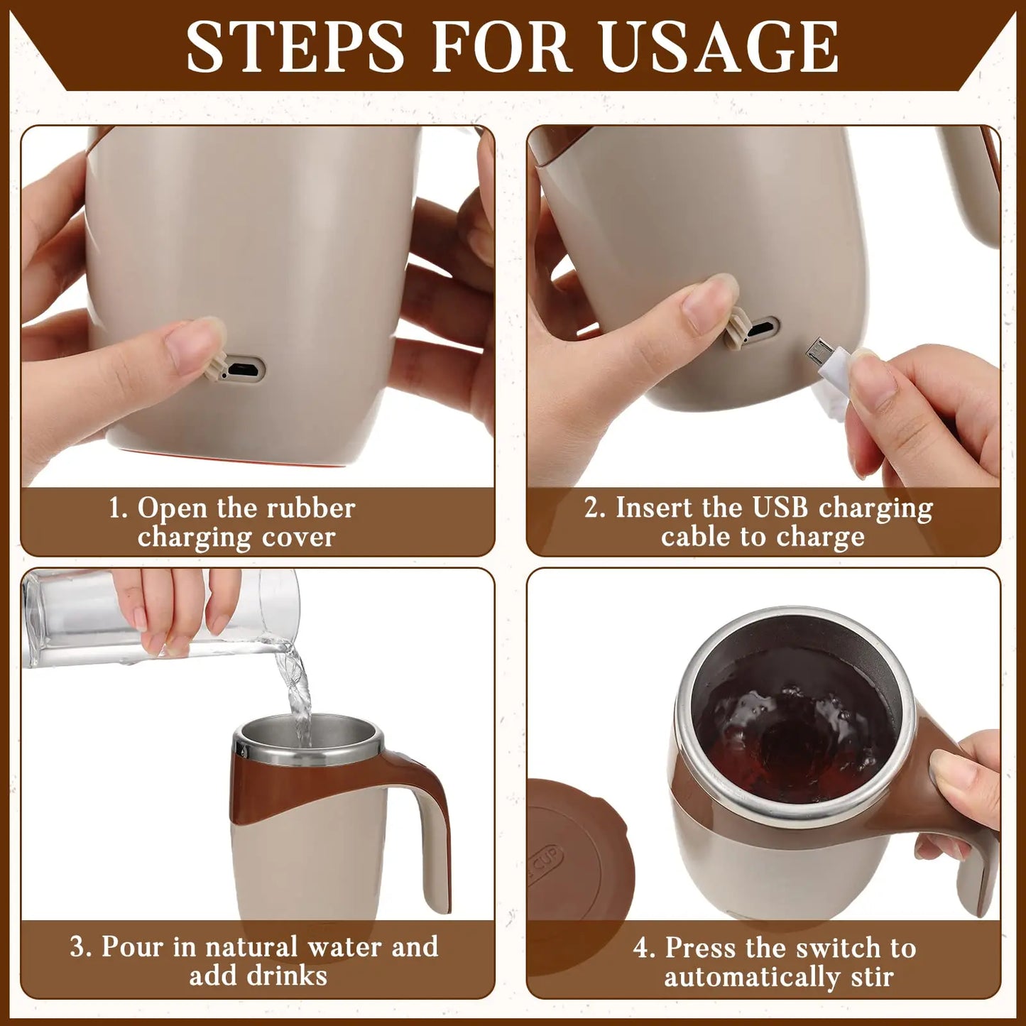 Smart Magnetic Self-Stirring Coffee Cup – Automatic Mixer Travel Mug with Lid