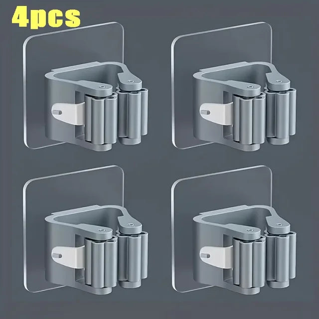 Mop Holder Self-adhesive Broom Stand Wall Mounted Mop Support Sweeping Brush Hook Storage Organizer Bathroom Kitchen Accessories
