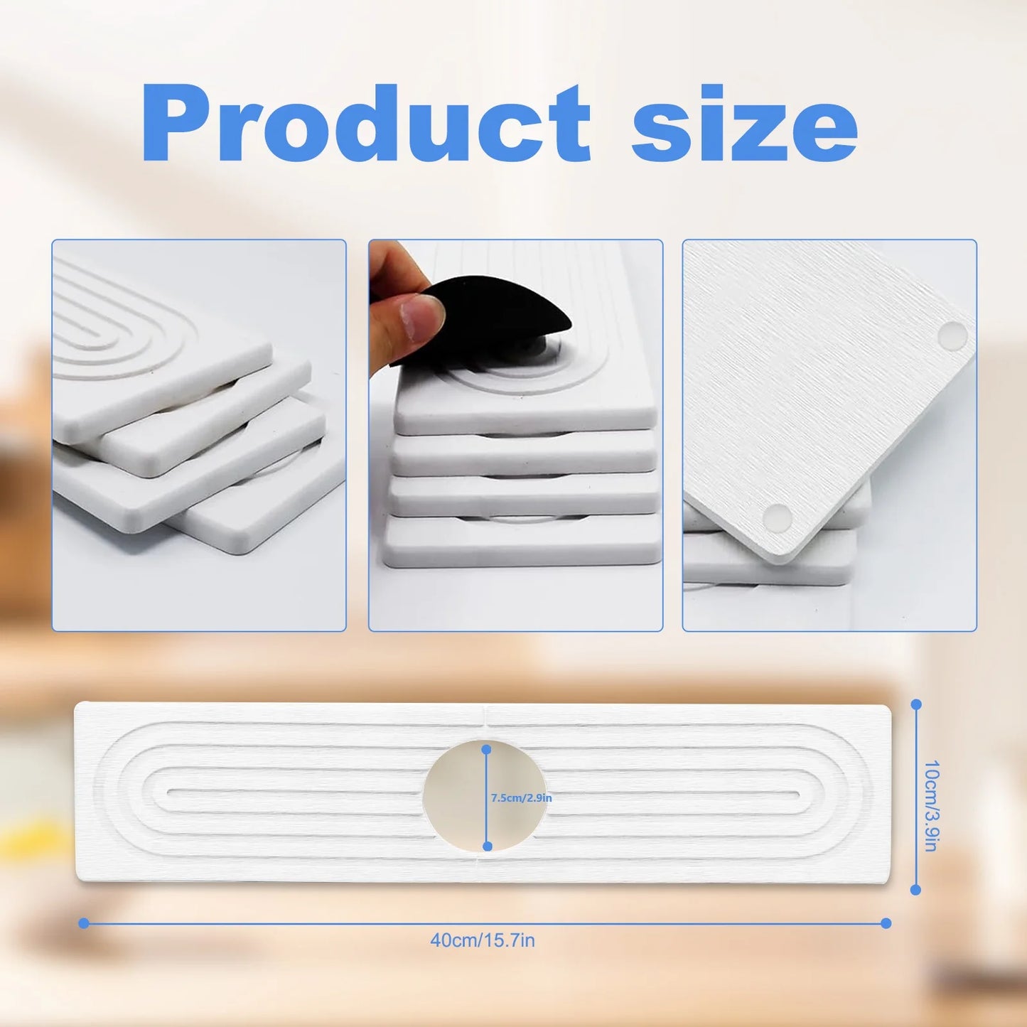 Quick Dry Diatomaceous Earth Faucet Mat for Kitchen Sink, Absorbent Sink Splash Guard Tray (White, 15.5x4 inches)