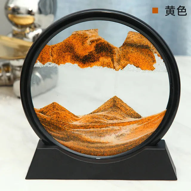 3D Moving Sand Art Picture Round Glass Deep Sea Sandscape Hourglass Quicksand Craft Flowing Sand Painting Office Home Decor Gift