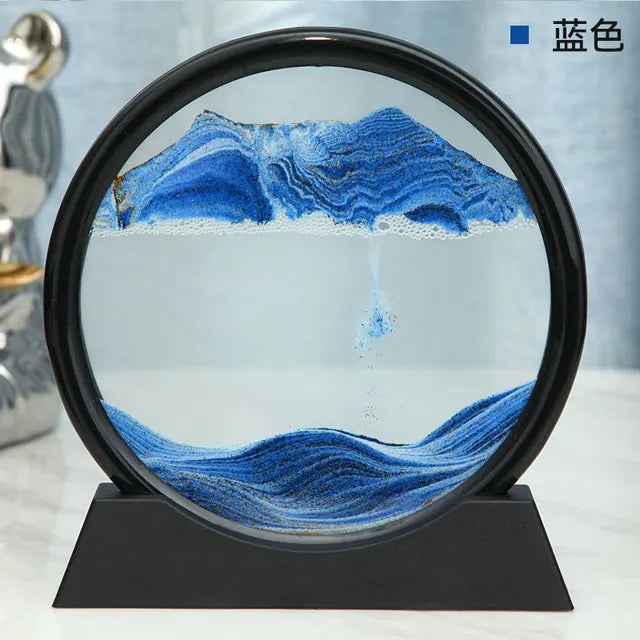 3D Moving Sand Art Picture Round Glass Deep Sea Sandscape Hourglass Quicksand Craft Flowing Sand Painting Office Home Decor Gift