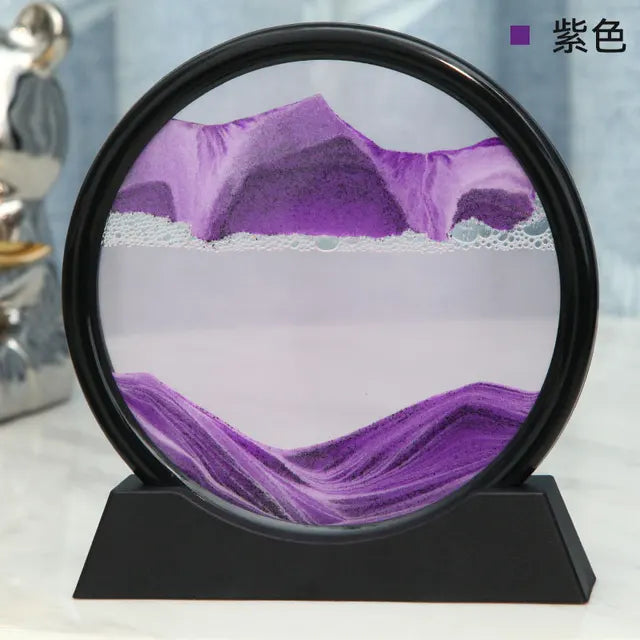 3D Moving Sand Art Picture Round Glass Deep Sea Sandscape Hourglass Quicksand Craft Flowing Sand Painting Office Home Decor Gift