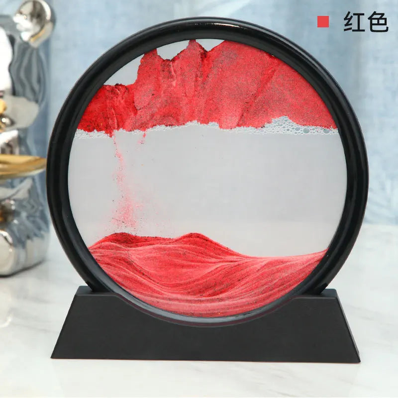 3D Moving Sand Art Picture Round Glass Deep Sea Sandscape Hourglass Quicksand Craft Flowing Sand Painting Office Home Decor Gift