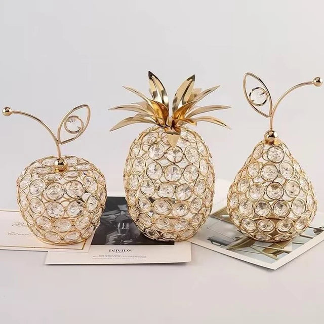 Crystal Artificial Fruit Pineapple Ornament Figurine Tabletop Centerpiece For Home Decor