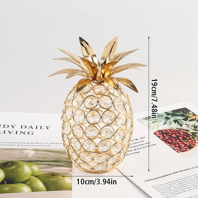 Crystal Artificial Fruit Pineapple Ornament Figurine Tabletop Centerpiece For Home Decor