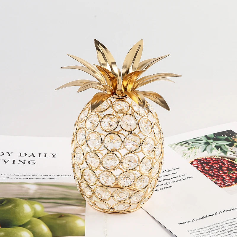 Crystal Artificial Fruit Pineapple Ornament Figurine Tabletop Centerpiece For Home Decor