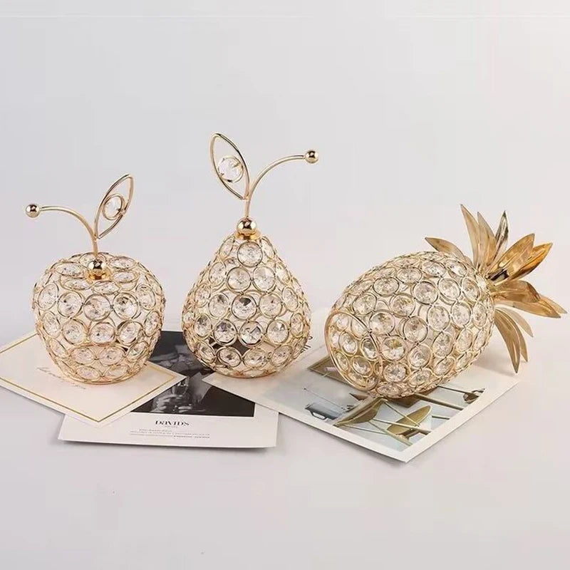 Crystal Artificial Fruit Pineapple Ornament Figurine Tabletop Centerpiece For Home Decor