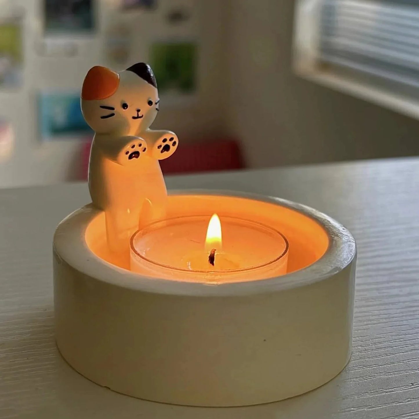 Cute Cat Candlestick Creative Aromatherapy Candle Holder Desktop Decoration Birthday Gift Ornament