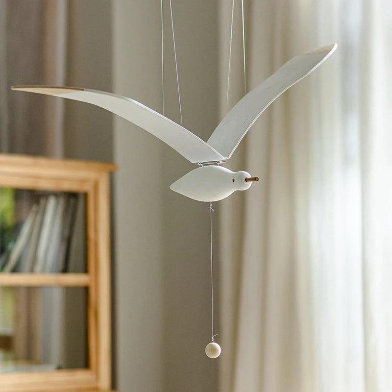 Flying Seagull LivingRoom Balcony Bay Window Air Hanging Pendant Children's Aesthetic Room Decor Creativity Wooden Bird Pendant