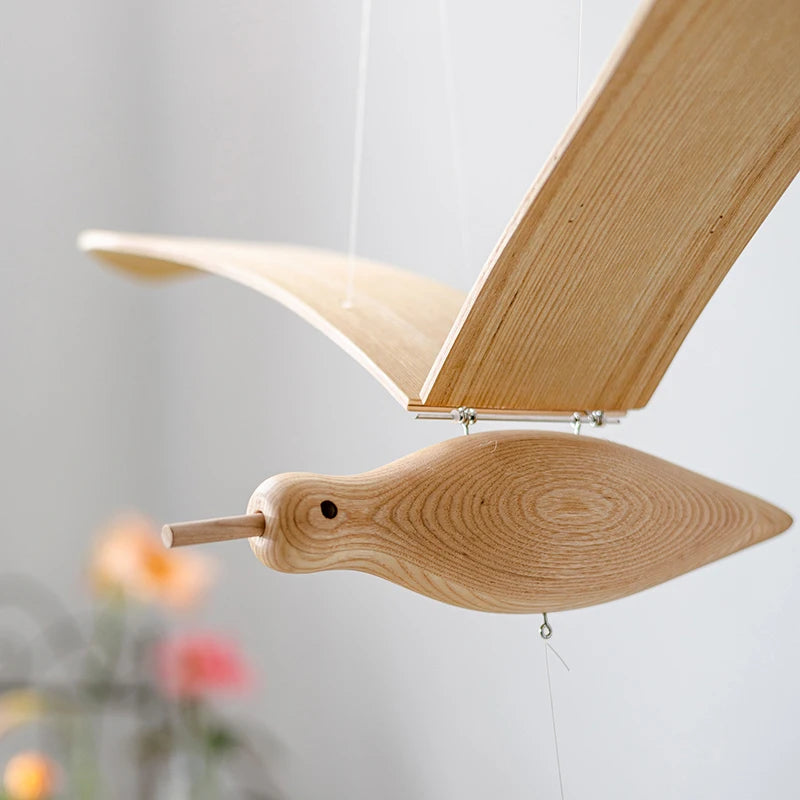 Flying Seagull LivingRoom Balcony Bay Window Air Hanging Pendant Children's Aesthetic Room Decor Creativity Wooden Bird Pendant