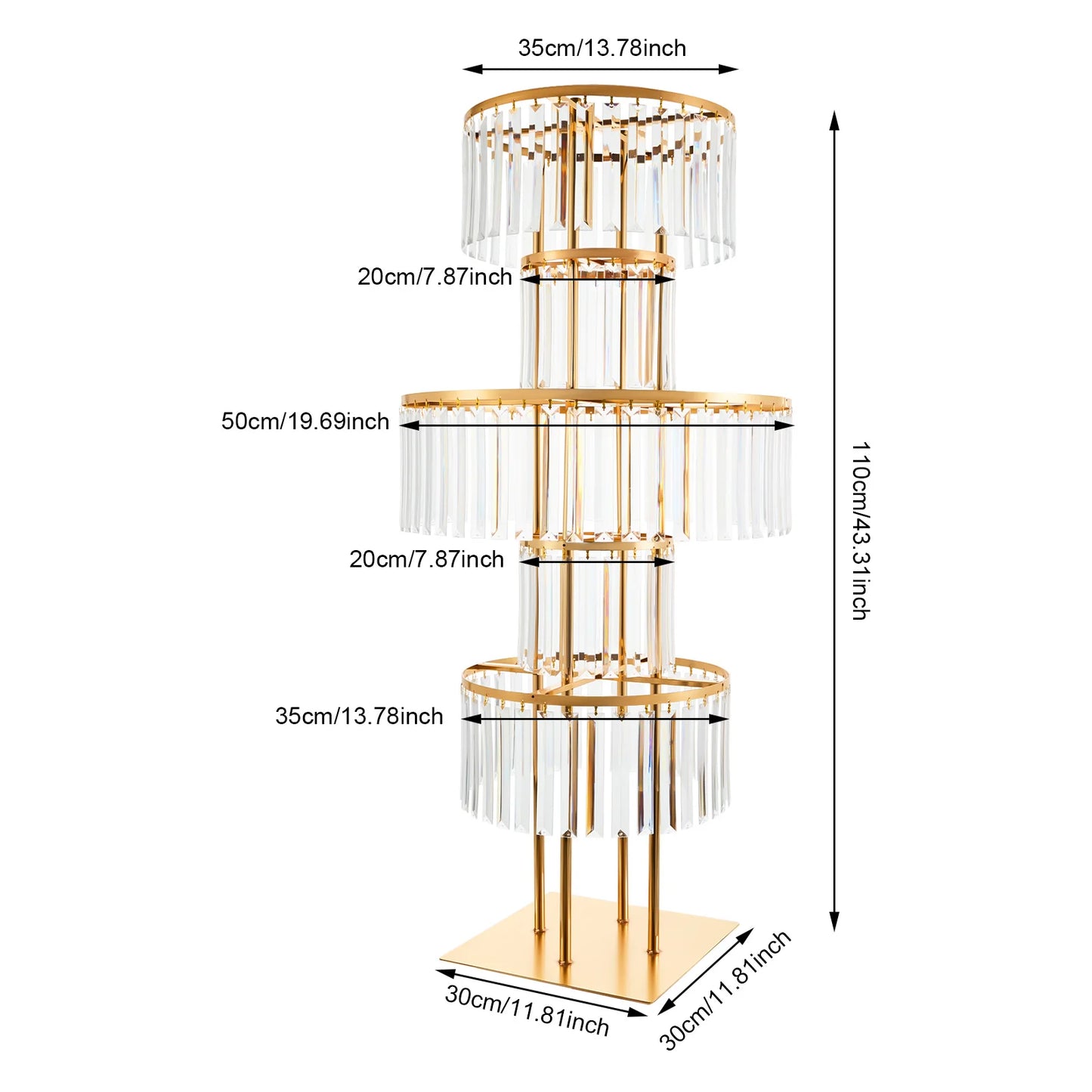 Gold 5 Tier Wedding Crystal Flower Rack Centerpieces Flower Stand Wedding Party Backdrop Stand Freestanding Floral Holder