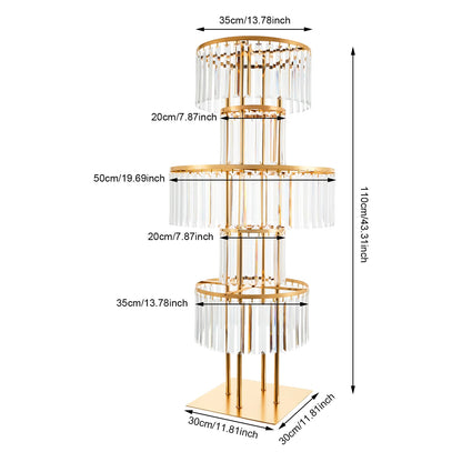 Gold 5 Tier Wedding Crystal Flower Rack Centerpieces Flower Stand Wedding Party Backdrop Stand Freestanding Floral Holder