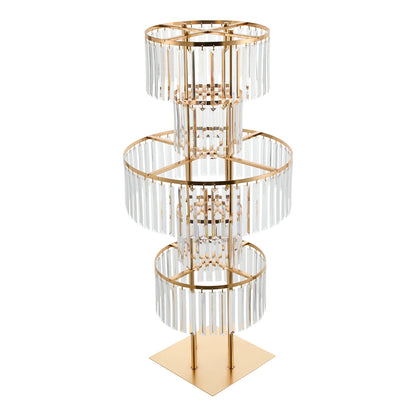 Gold 5 Tier Wedding Crystal Flower Rack Centerpieces Flower Stand Wedding Party Backdrop Stand Freestanding Floral Holder