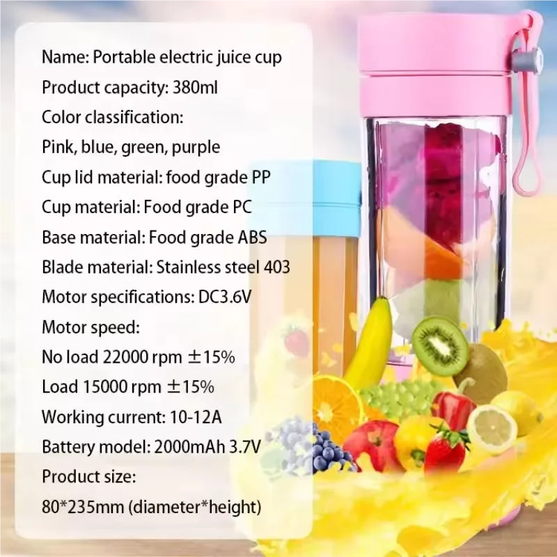 Mini USB Rechargeable 6-Blade Portable Juicer Blender – For Fresh Smoothies & Ice Drinks