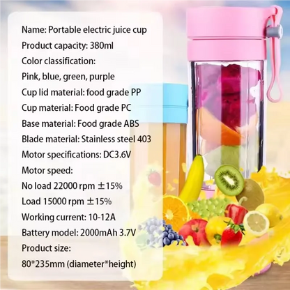 Mini USB Rechargeable 6-Blade Portable Juicer Blender – For Fresh Smoothies & Ice Drinks