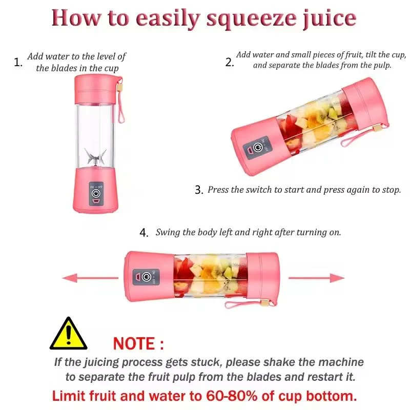 Mini USB Rechargeable 6-Blade Portable Juicer Blender – For Fresh Smoothies & Ice Drinks