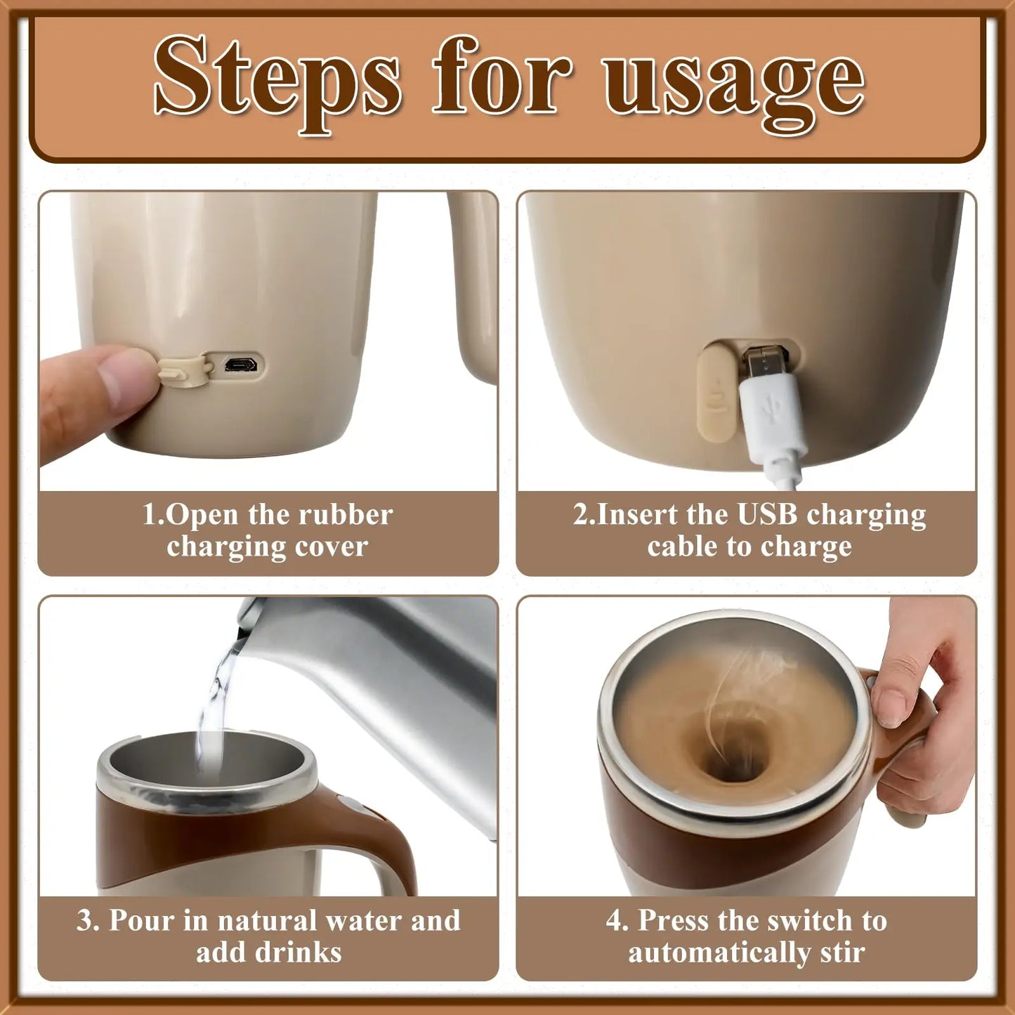 Smart Magnetic Self-Stirring Coffee Cup – Automatic Mixer Travel Mug with Lid