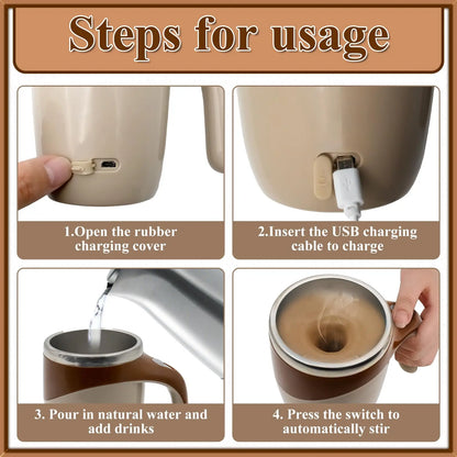 Smart Magnetic Self-Stirring Coffee Cup – Automatic Mixer Travel Mug with Lid