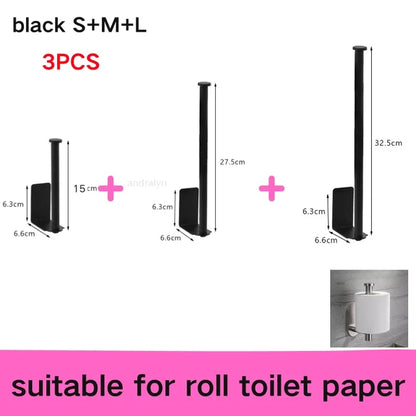 Stainless Steel Paper Towel Holder Self Adhesive Toilet Roll Paper Holder No Punching Kitchen Bathroom Lengthen Storage Rack
